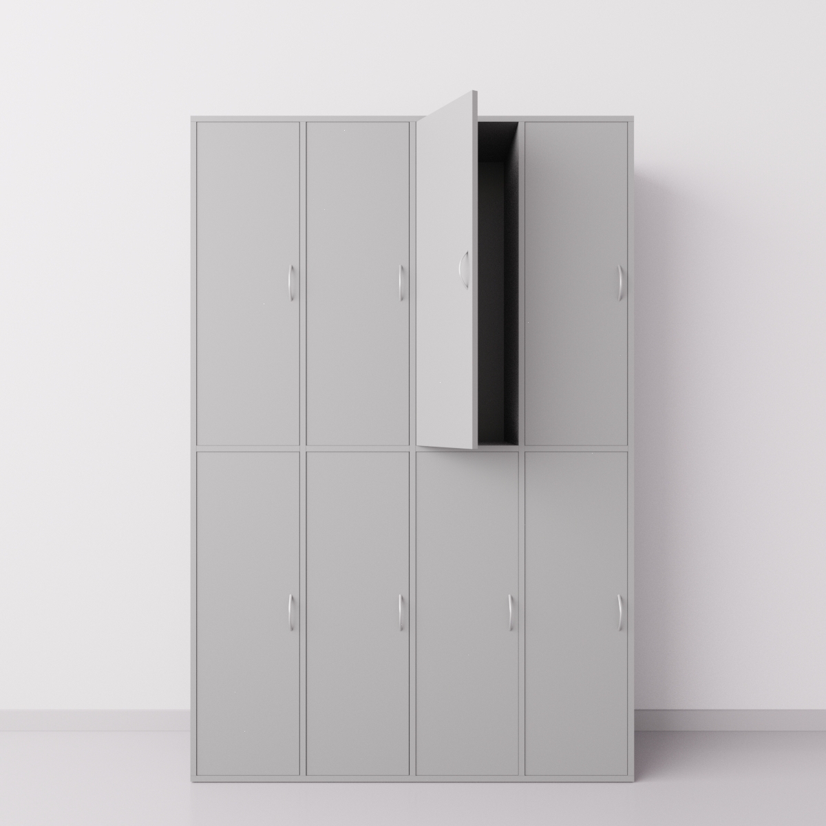 Шкаф для раздевалки из ДСП 4х2 вертикальные секции, серый