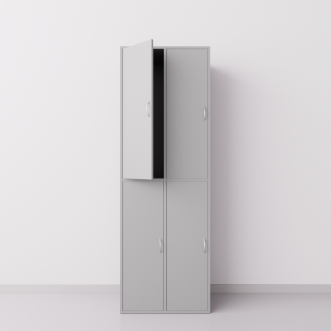 Шкаф для раздевалки из ДСП 2х2 вертикальные секции, серый