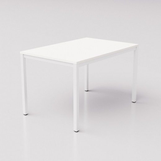 Белый обеденный стол на белом основании 140х80см