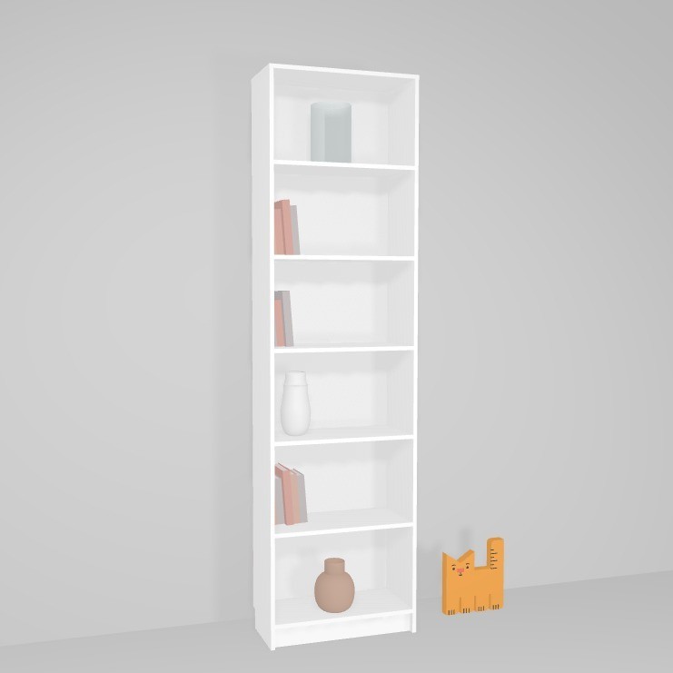 Классический белый книжный шкаф, 220х60см