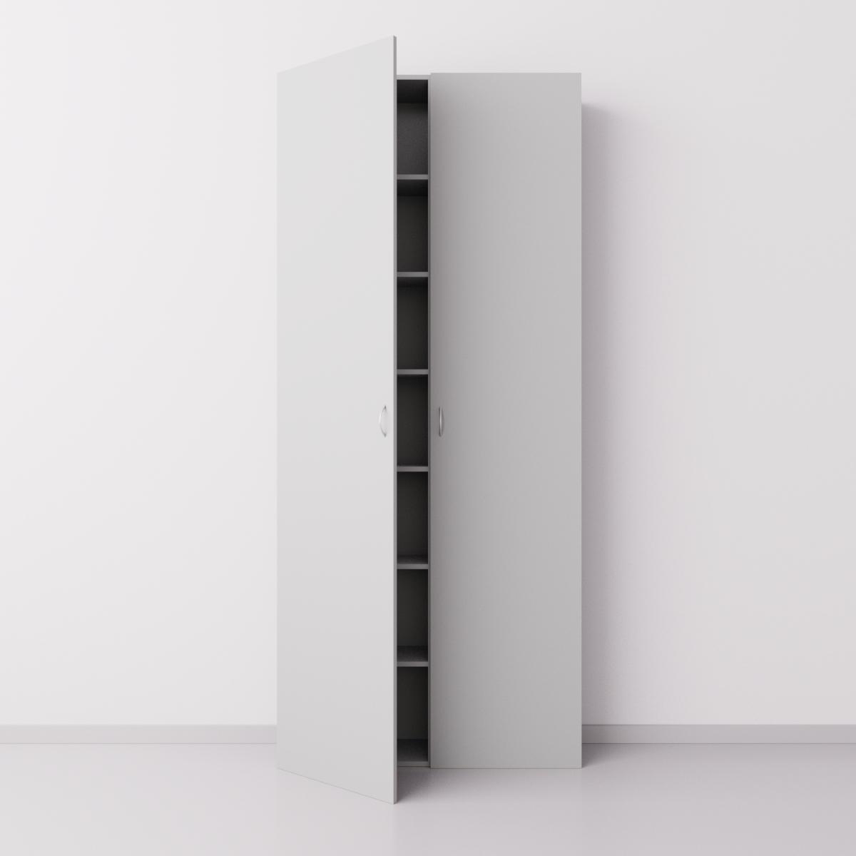 Высокий шкаф с двумя большими дверцами из ДСП, серый