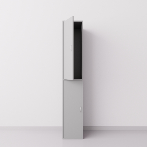 Шкаф для раздевалки из ДСП 1х2 вертикальные секции, серый
