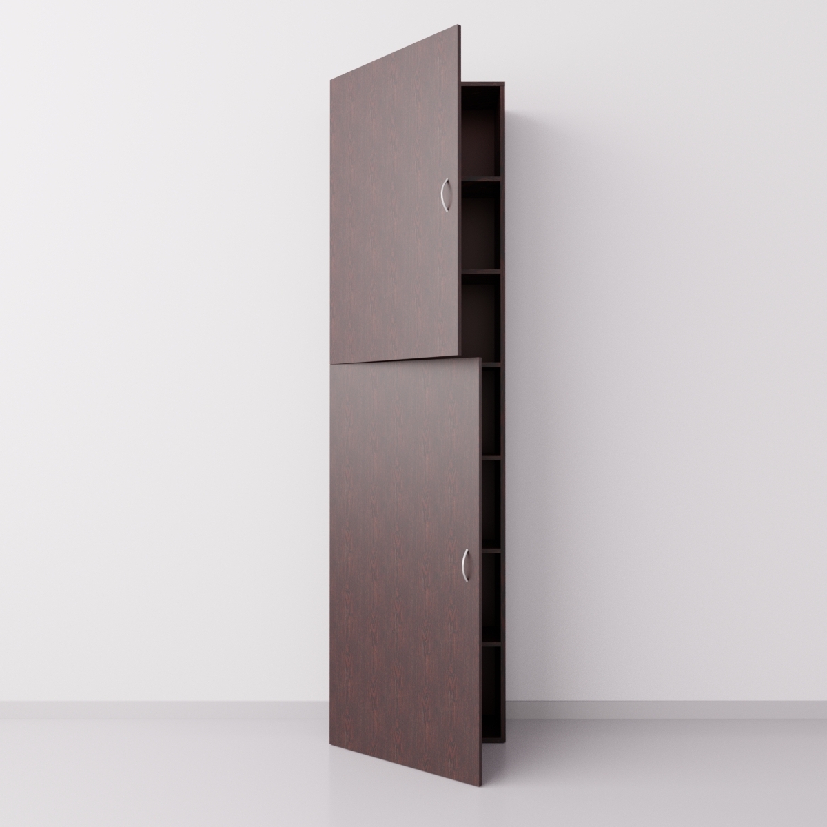 Шкаф из ДСП 1x7 прямоугольников с дверцами, венге