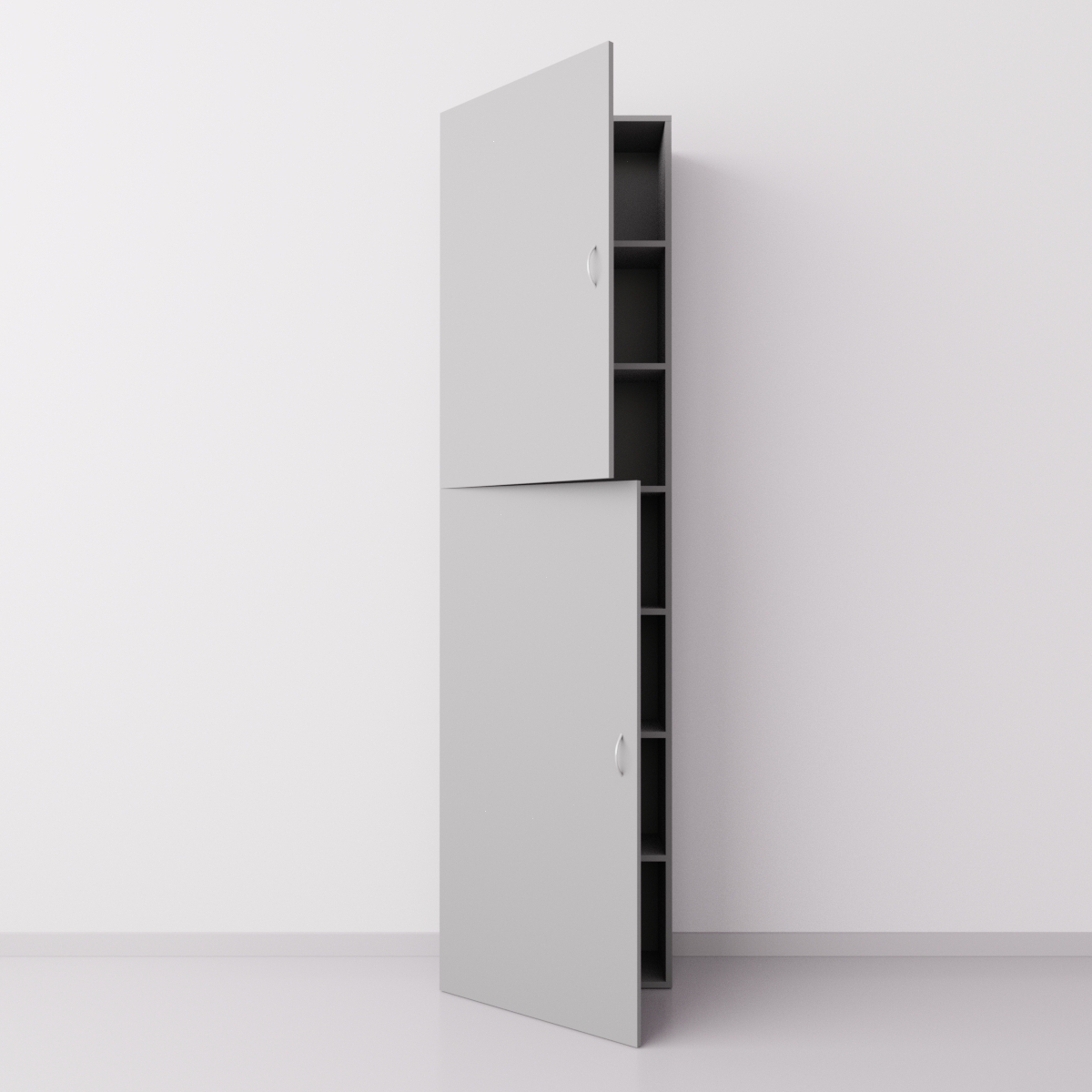 Шкаф из ДСП 1x7 прямоугольников с дверцами, серый