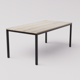 Большой стол из натуральной берёзы на чёрном металлокаркасе 180х90см