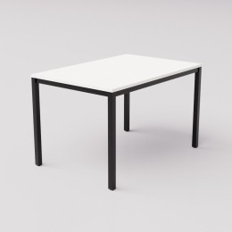 Белый обеденный стол на чёрном основании 120х80см