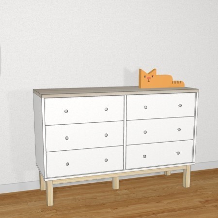 Комод с деревянной столешницей на деревянных ножках