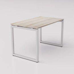 Широкий рабочий стол из берёзы на сером металлическом каркасе Зета ТР, 120х70см