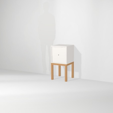 Тумба куб с полкой и дверкой на деревянном основании