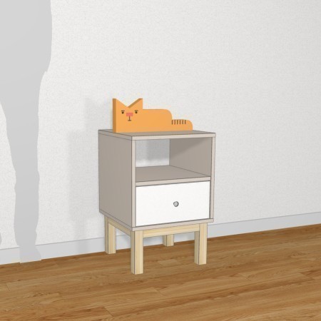 Тумба куб с ящиком на деревянном основании