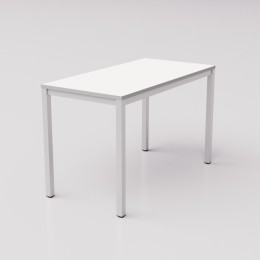 Белый стол с серой кромкой на металлическом каркасе юнифлекс+, 120х60см