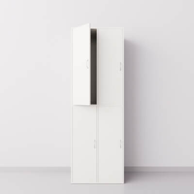 Шкаф для раздевалки из ДСП 2х2 вертикальные секции, белый