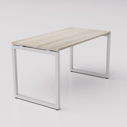 Большой рабочий стол из берёзы на сером металлическом каркасе Зета ТР, 140х70см