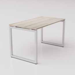 Большой письменный стол из берёзы на сером металлическом каркасе Зета ТР, 130х70см